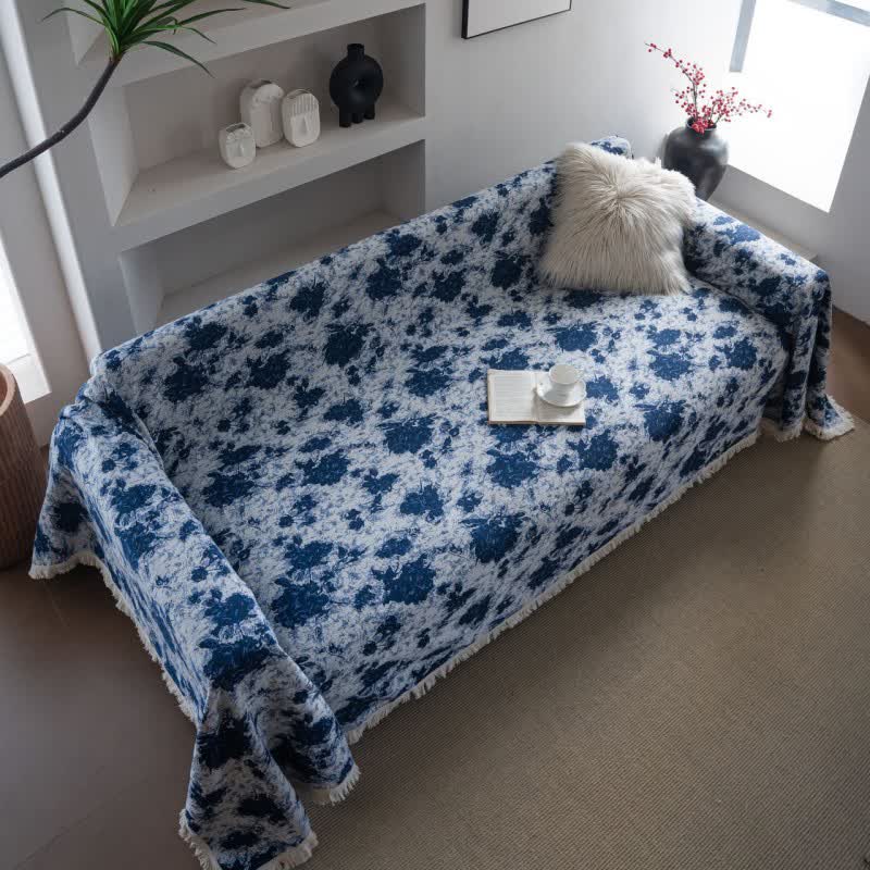 Coperta da divano in jacquard astratto blu - image 3
