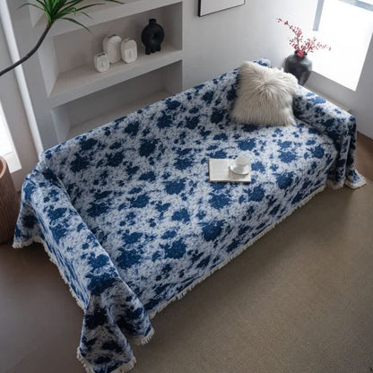 Coperta da divano in jacquard astratto blu - image 3