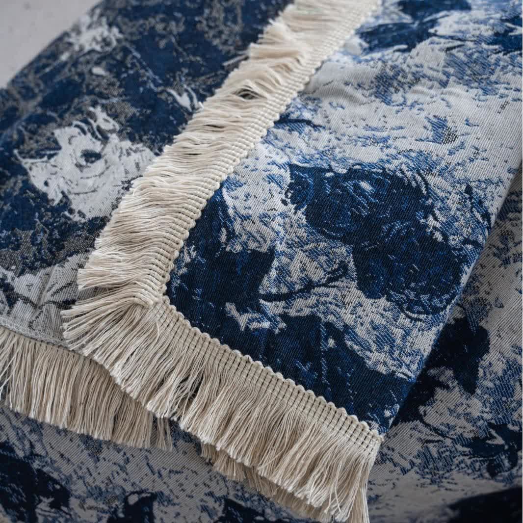 Coperta da divano in jacquard astratto blu - image 6