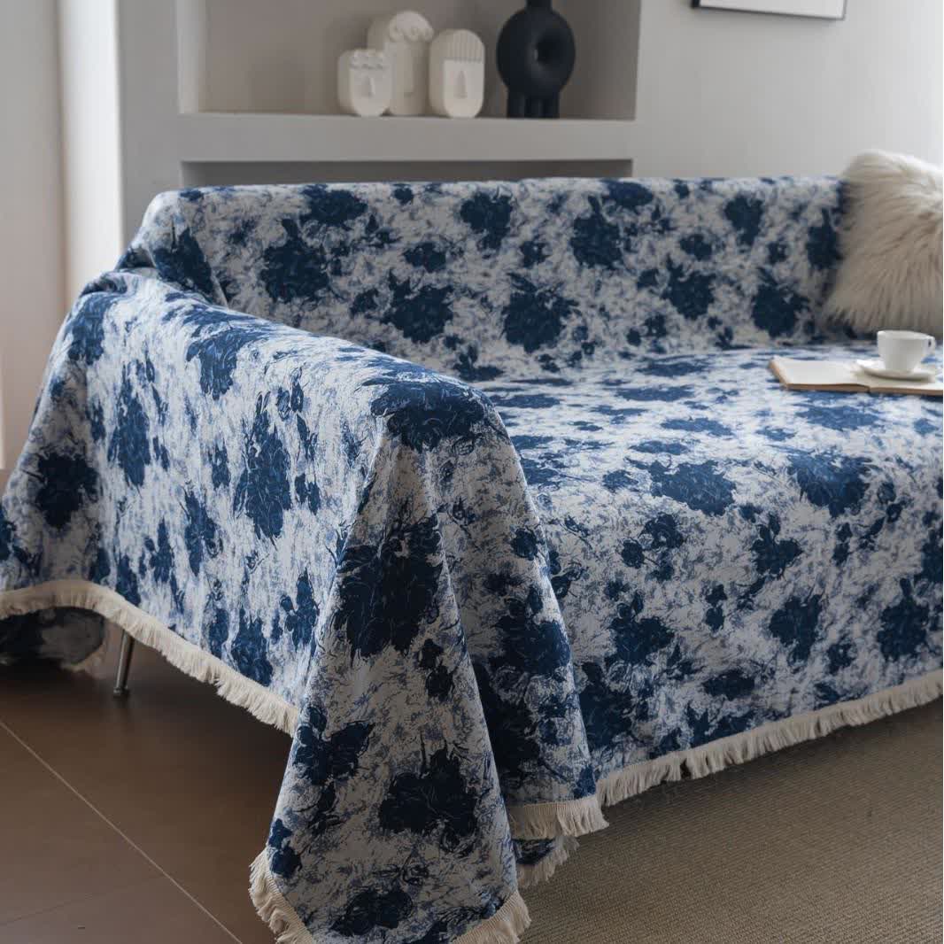 Coperta da divano in jacquard astratto blu - image 4