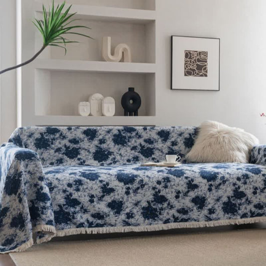 Coperta da divano in jacquard astratto blu - 180cm x 340cm - image 1
