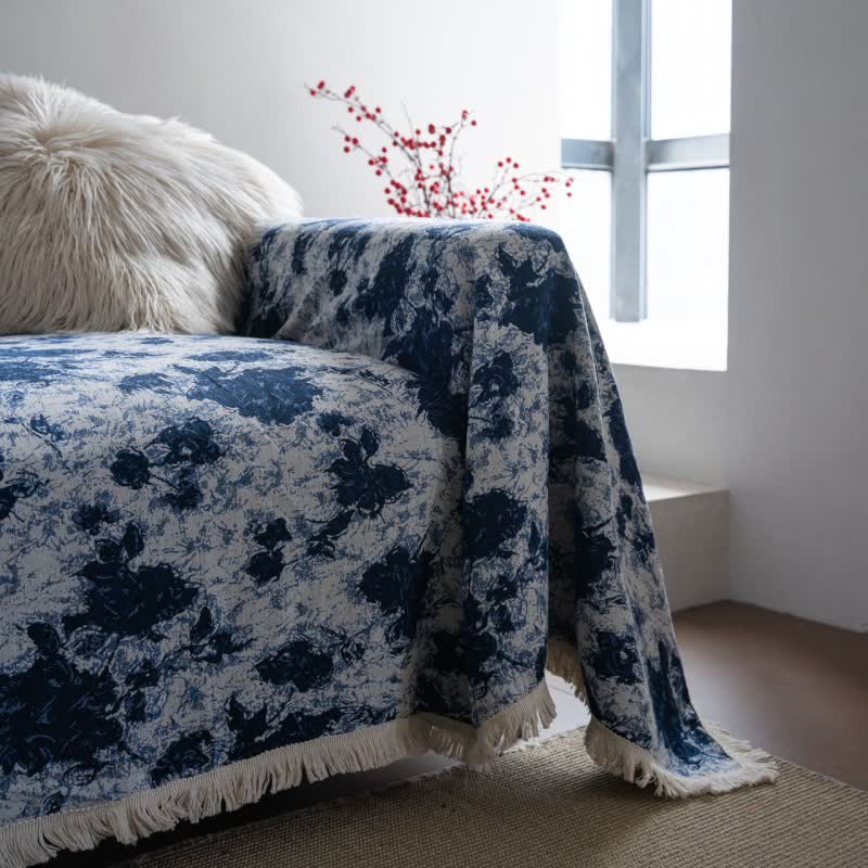 Coperta da divano in jacquard astratto blu - image 5