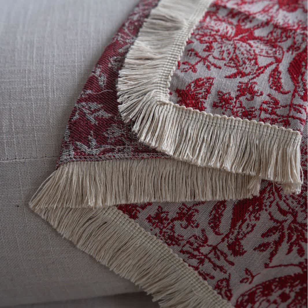 Coperta da divano con motivo floreale a farfalla rossa - image 6