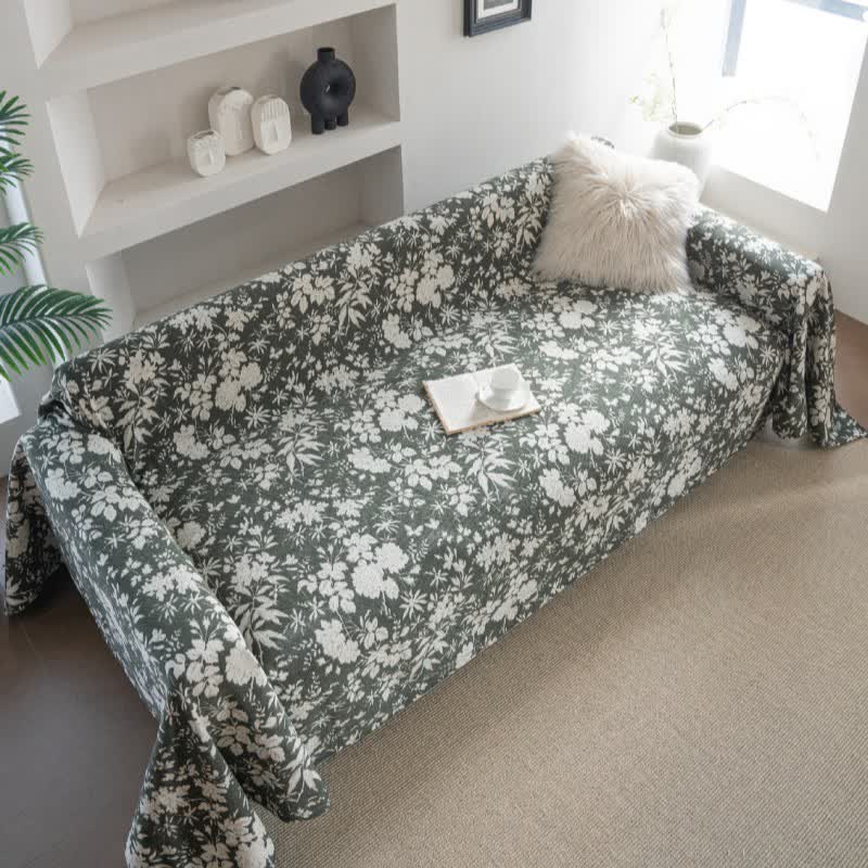 Coperta da divano con motivo floreale a foglie di papavero - image 3