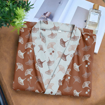 Kimono bicolore in garza di cotone ginkgo - image 20