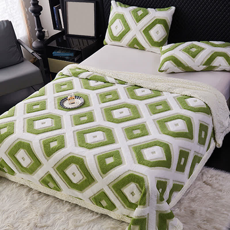 Coperta in jacquard Sherpa con motivo geometrico - image 3