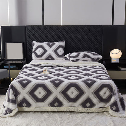 Coperta in jacquard Sherpa con motivo geometrico - Grigio scuro - Matrimoniale - image 14