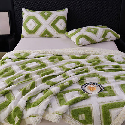 Coperta in jacquard Sherpa con motivo geometrico - image 5