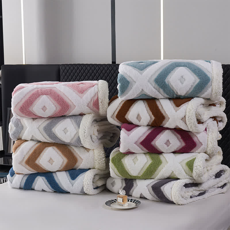 Coperta in jacquard Sherpa con motivo geometrico - image 2