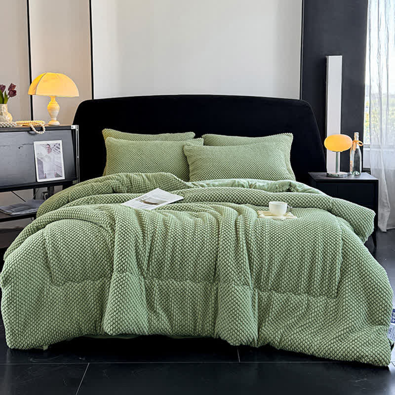 Coperta calda testurizzata in tinta unita - Verde - 2 federe - 48cm x 74cm - image 14