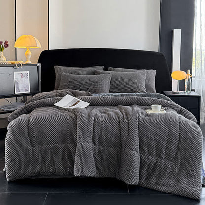 Coperta calda testurizzata in tinta unita - Grigio - 2 federe - 48cm x 74cm - image 1