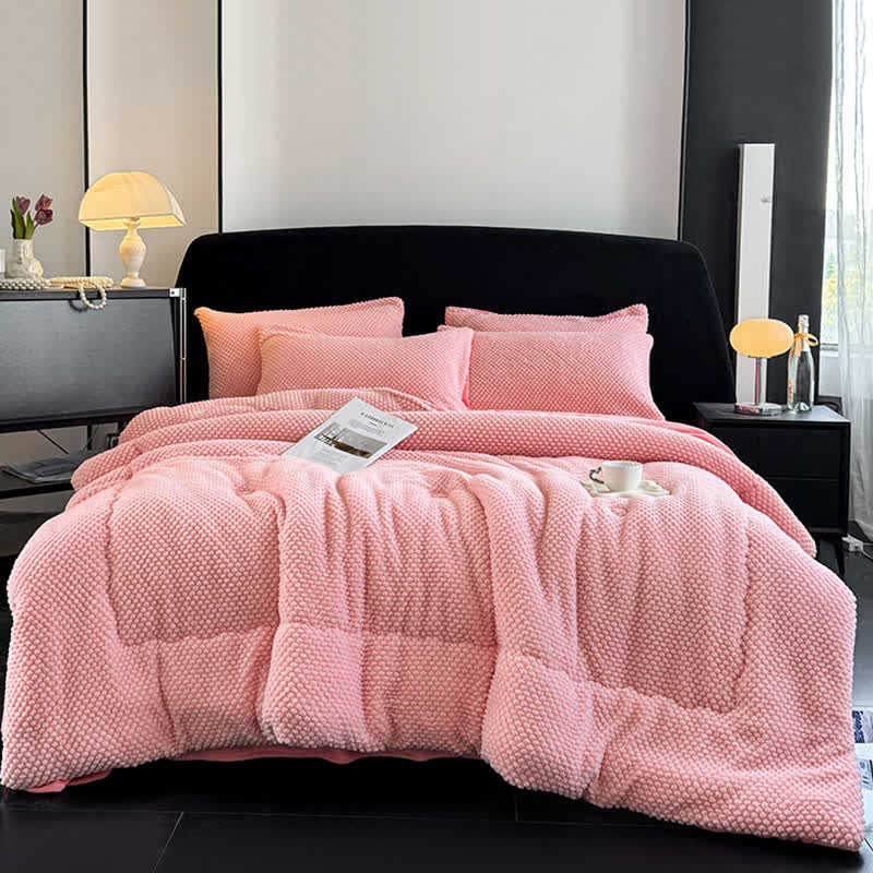 Coperta calda testurizzata in tinta unita - Rosa - 2 federe - 48cm x 74cm - image 16