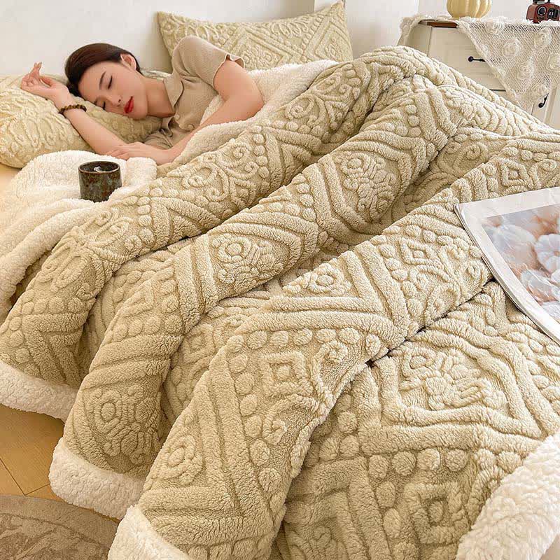 Coperta calda in pile Sherpa floreale di peluche - Caffè leggero - Matrimoniale - image 12