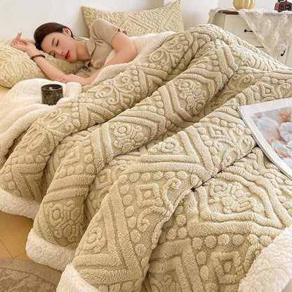 Coperta calda in pile Sherpa floreale di peluche - Caffè leggero - Matrimoniale - image 12