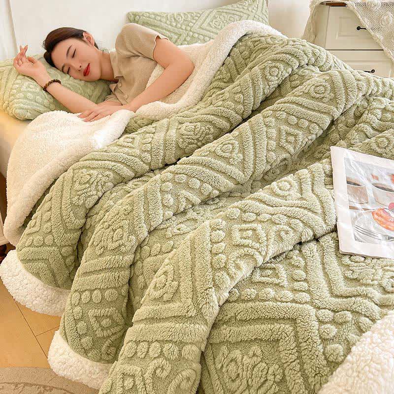 Coperta calda in pile Sherpa floreale di peluche - Verde chiaro - Matrimoniale - image 10