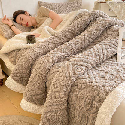 Coperta calda in pile Sherpa floreale di peluche - Grigio chiaro - Matrimoniale - image 7