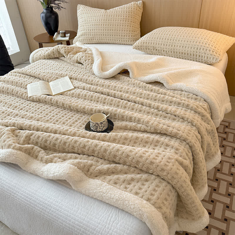 Coperta in sherpa con motivo a nido d'ape - image 2