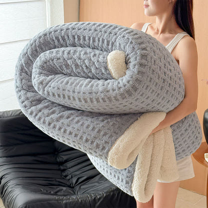 Coperta in sherpa con motivo a nido d'ape - Grigio chiaro - Matrimoniale - image 19