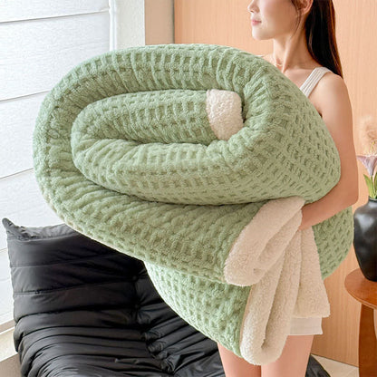 Coperta in sherpa con motivo a nido d'ape - Verde chiaro - Matrimoniale - image 9