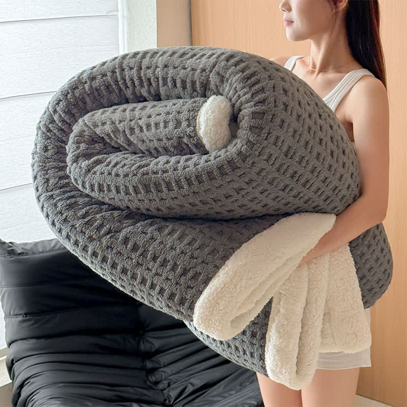 Coperta in sherpa con motivo a nido d'ape - Grigio scuro - Matrimoniale - image 15