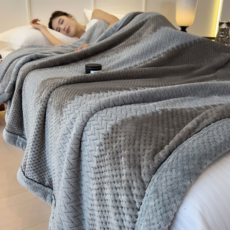 Coperta con bordo rilegato in tinta unita - Grigio scuro - Matrimoniale - image 16