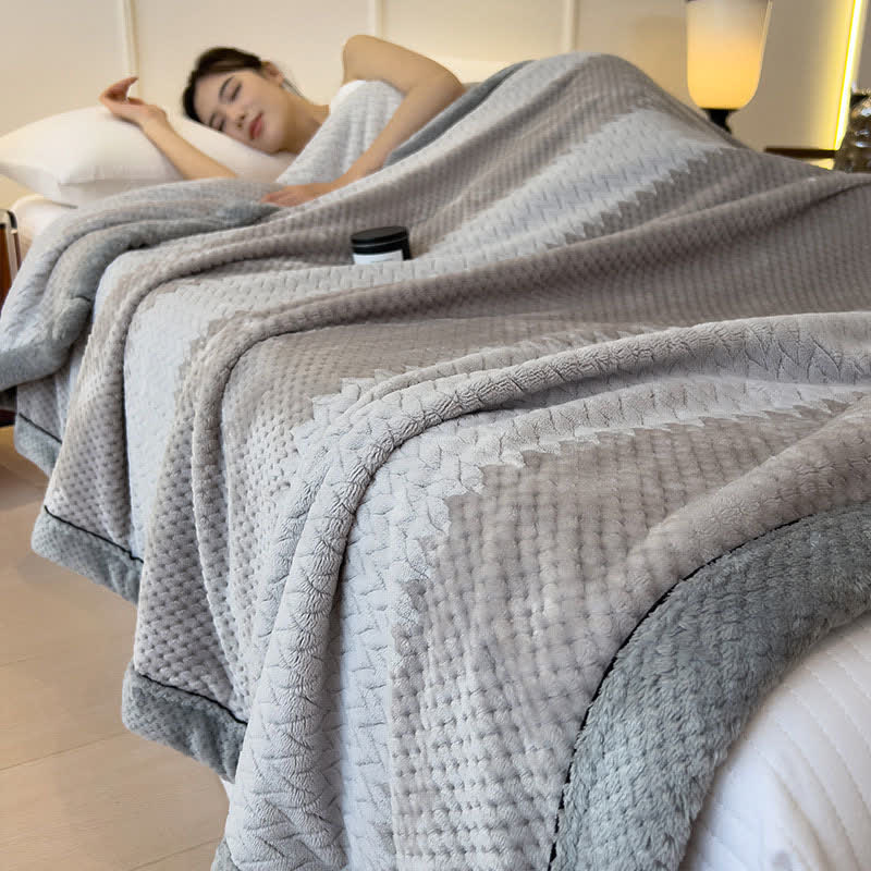 Coperta con bordo rilegato in tinta unita - Grigio chiaro - Matrimoniale - image 15