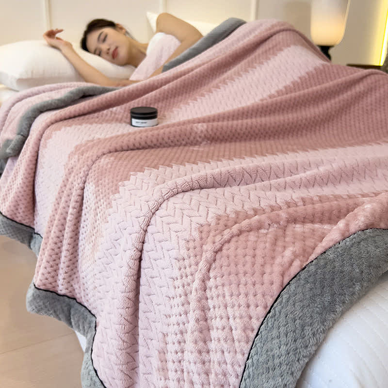 Coperta con bordo rilegato in tinta unita - Rosa - Matrimoniale - image 13
