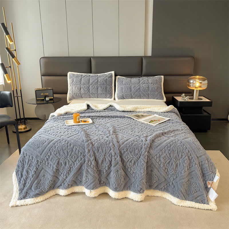 Coperta copripiumino floreale di lusso - Grigio blu - Matrimoniale - image 14