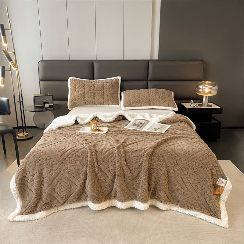 Coperta copripiumino floreale di lusso - Cammello - Matrimoniale - image 18
