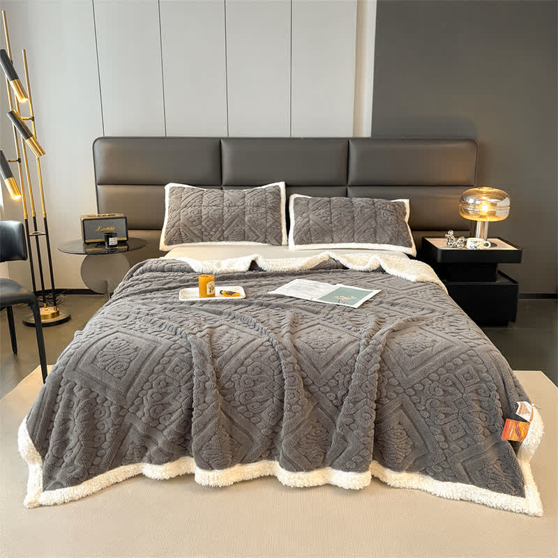 Coperta copripiumino floreale di lusso - Grigio scuro - Matrimoniale - image 17