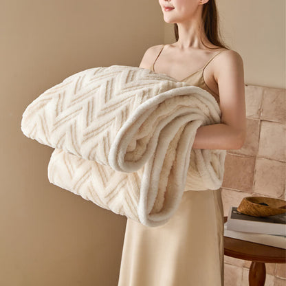 Coperta calda moderna in jacquard a zigzag - Beige - Matrimoniale - image 16