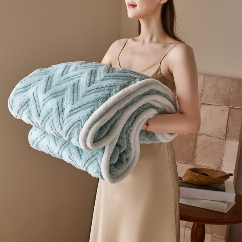 Coperta calda moderna in jacquard a zigzag - Azzurro cielo - Matrimoniale - image 18