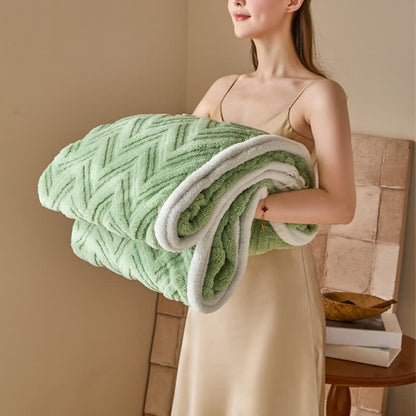 Coperta calda moderna in jacquard a zigzag - Verde - Matrimoniale - image 8