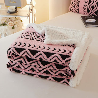 Coperta calda in jacquard a righe e diamanti - image 7