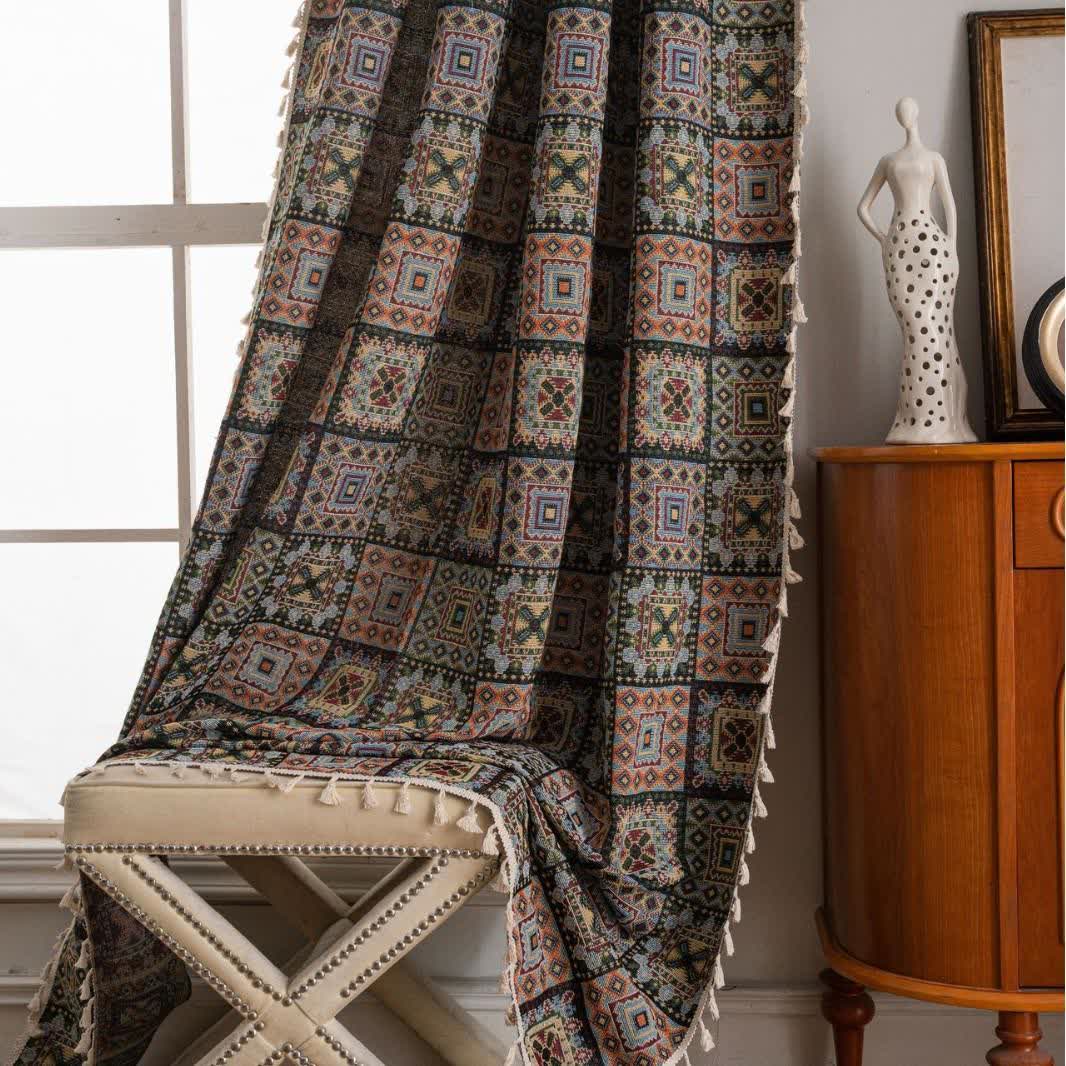 Tenda jacquard quadrata geometrica retrò - image 10