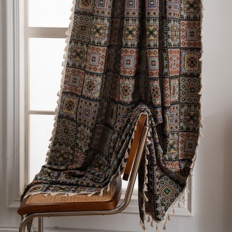 Tenda jacquard quadrata geometrica retrò - image 11