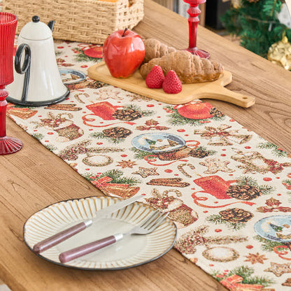 Runner da tavolo in jacquard con sfere di cristallo natalizie - image 4