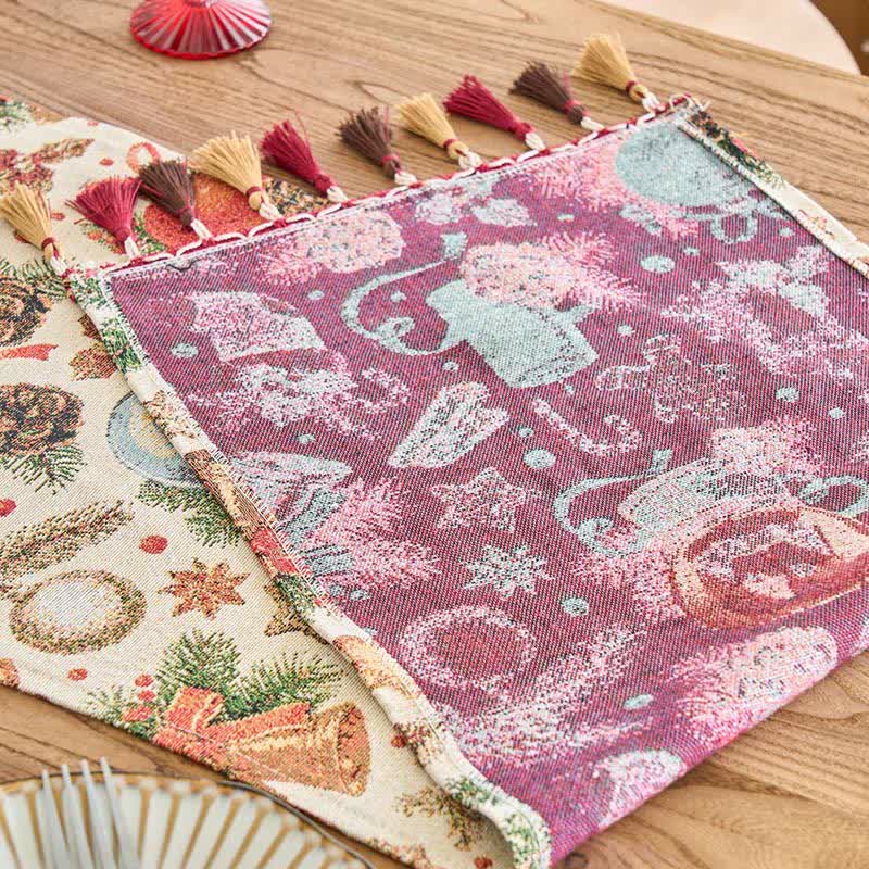 Runner da tavolo in jacquard con sfere di cristallo natalizie - image 8