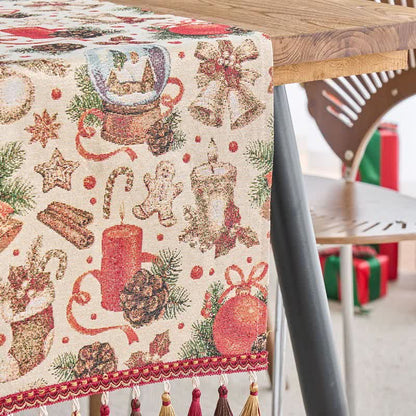 Runner da tavolo in jacquard con sfere di cristallo natalizie - image 7