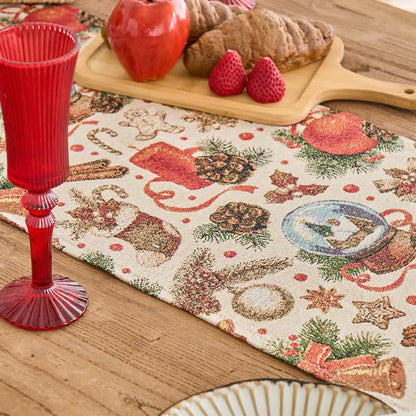 Runner da tavolo in jacquard con sfere di cristallo natalizie - image 6