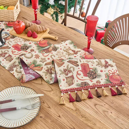Runner da tavolo in jacquard con sfere di cristallo natalizie - image 5