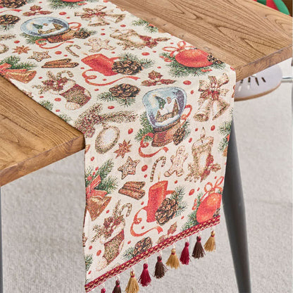 Runner da tavolo in jacquard con sfere di cristallo natalizie - 33cm x 275cm - image 0