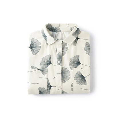 Pigiama in cotone spazzolato con foglie di ginkgo - image 7