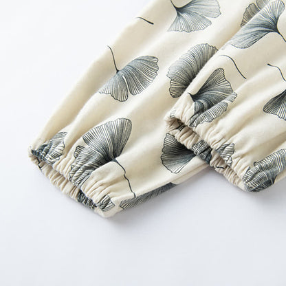 Pigiama in cotone spazzolato con foglie di ginkgo - image 14