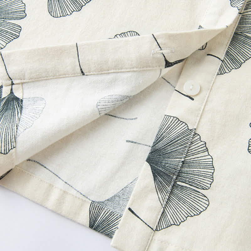 Pigiama in cotone spazzolato con foglie di ginkgo - image 12