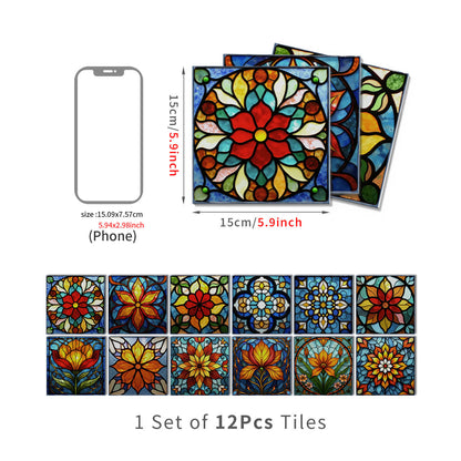 Adesivi murali in schiuma PET con motivi floreali in stile boho - 12 pezzi - 15cm x 15cm - image 6