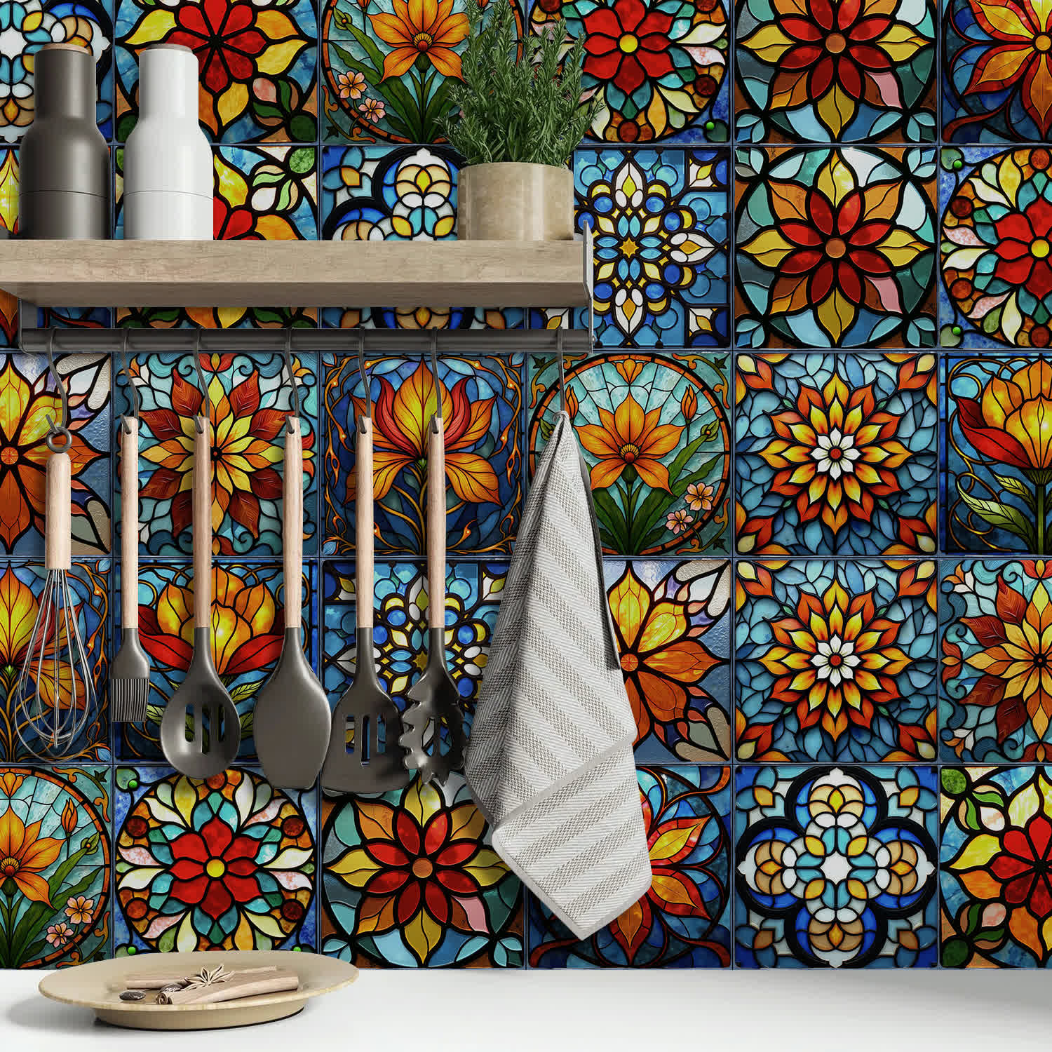 Adesivi murali in schiuma PET con motivi floreali in stile boho - image 4