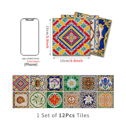 Adesivi murali in piastrelle di schiuma PET Talavera vintage - 12 pezzi - 15cm x 15cm - image 7