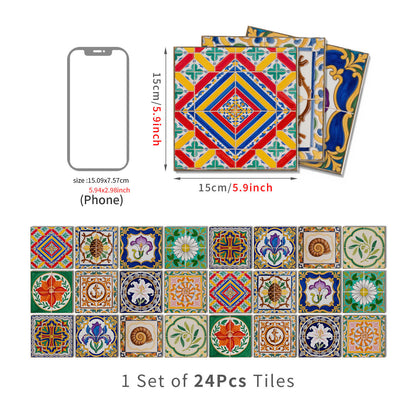 Adesivi murali in piastrelle di schiuma PET Talavera vintage - 24 pezzi - 15cm x 15cm - image 8