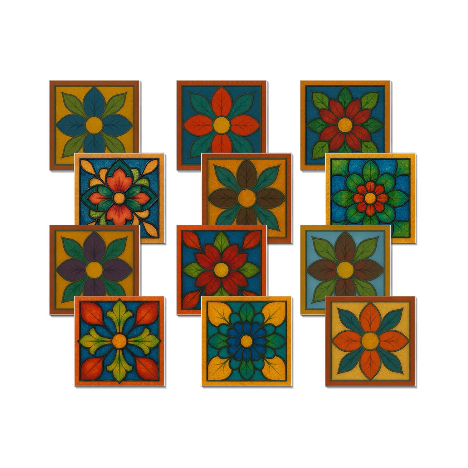 Adesivi murali in piastrelle floreali colorate in schiuma PET - image 6